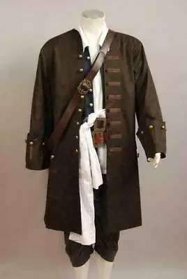 Men's Pirates Captain Trench Jacket Cosplay Costume Halloween Coats Sets Party • $135.20