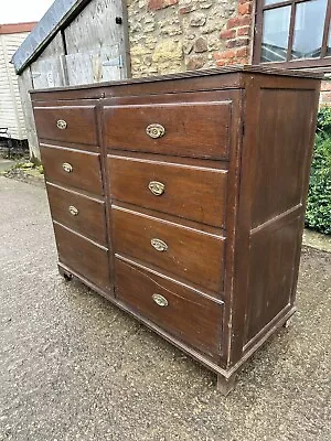 Large Antique Oak Cupboard Linen Press Faux 8 Drawer Chest Of Drawers • £190