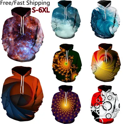 Mens Hoodie Casual Hooded Gradient Fashion Pocket Fit Sweatshirt Pullover Tops • $29.35