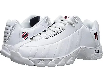 Men K-Swiss ST329 CMF Leather Shoes 03426-130 White Navy Red 100% Original New • $74.99