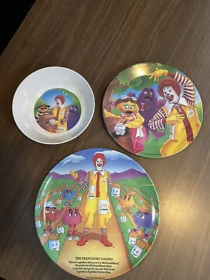Vintage 1991 Ronald McDonald ~ 8” Plate And 6” Bowl Set/1989 9  Plate Fry Guys • $10.25