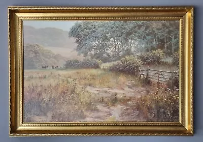 Framed Vintage Oleograph Painting - Countryside Scene & Cattle Grazing - DIPNALL • £99.99