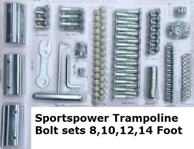 £12.99 • Buy IN STOCK New Sportspower Trampoline Fixings, Bolts, Screws, 14 12 10 8 6 Ft