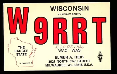 1 X QSL Card Radio USA RSARS 1786 W9RRT Milwaukee Wisconsin 1984 ≠ R1058 • £2.99