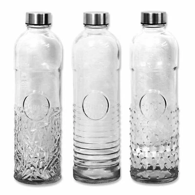 £14.95 • Buy 3pcs Urban Living Assorted Design 1 Litre Glass Bottle Milk Water Clear Drinking