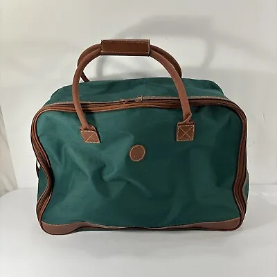 Polo Ralph Lauren Travel Bag Green Brown Leather Accents 20x14 • $24.95