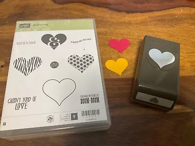 Stampin’ Up Groovy Large Love Heart Punch Plus 9 New Wooden Rubber Stamps • £34.99