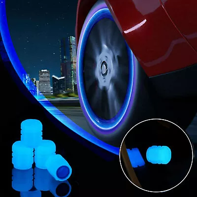 £3.44 • Buy 4Pcs Universal Glowing In Dark Fluorescent Car Tire Valve Caps Cover Accessories