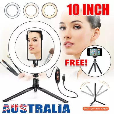 10 Phone Selfie LED Ring Light Tripod Stand For Youtube Makeup Remote Video Live • $29.25