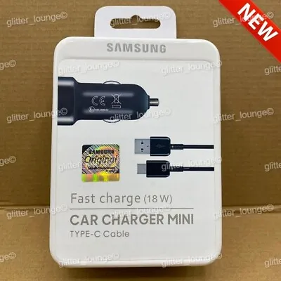 Genuine Samsung Fast USB Car Charger Type-C Cable Galaxy S8 S9 S10 Note 10 20+ • £5.99