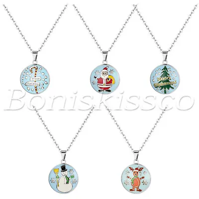 Xmas Necklace Stainless Steel Tag Pendant Christmas Gift For Women Men Boy Girl • $9.99