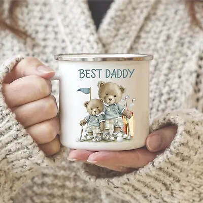 Personalised Best Daddy Enamel Camping Mug - Tin Camp Mugs Golfing Mug • £13.45