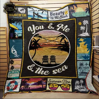 Beach You And Me And The Sea Fleece SOFA BLANKET Best Price Halloween Gift • £55.92