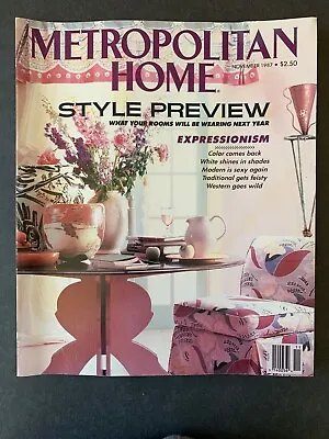 Metropolitan Home Magazine November 1987 1980's Lifestyle Recipes Ads • $13.99