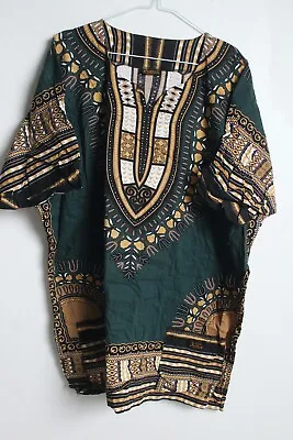 £14.99 • Buy Mens African Dashiki Cotton Shirt - Dark Green - Large (v-n9)