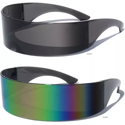 $7.95 • Buy Shield Cyclops Sunglasses Robot Alien Color Mirror Or Black Lens Men Women New