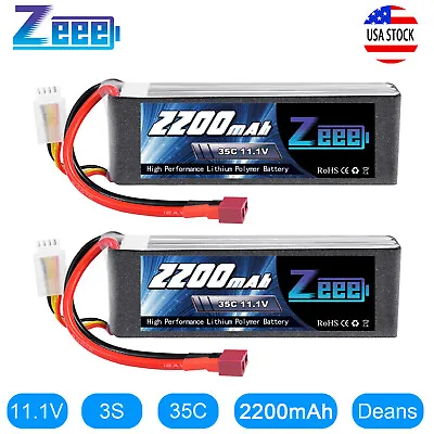 2x Zeee 3S Lipo Battery 2200mAh 35C 11.1V Deans For RC Helicopter Airplane Car • $32.57