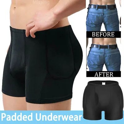 Men's Padded Enhancer Butt Lifter Boxer Briefs Underwear Shapewear Body Shaper • £14.99