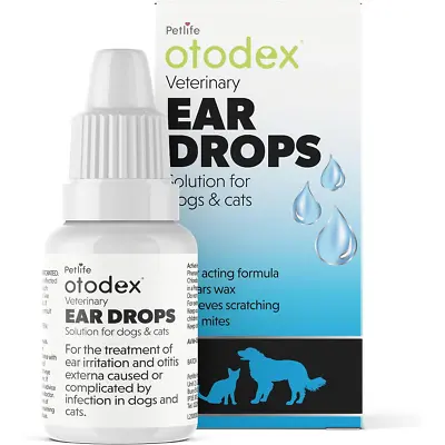 Petlife Otodex Dog Ear Drops 14ml Dogs Cats Clears Wax Mites Cleanser Itching • £7.79