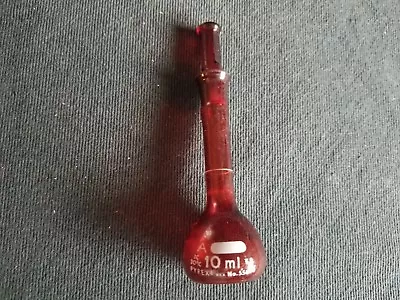 PYREX Red Low Actinic Glass Class A 10mL ±0.02 Volumetric Flask 55640-10 • $14.99