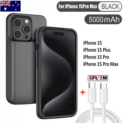 For IPhone 15 Pro Max Battery Cover Power Bank Charger Case + 6ft Charging Cable • $29.99