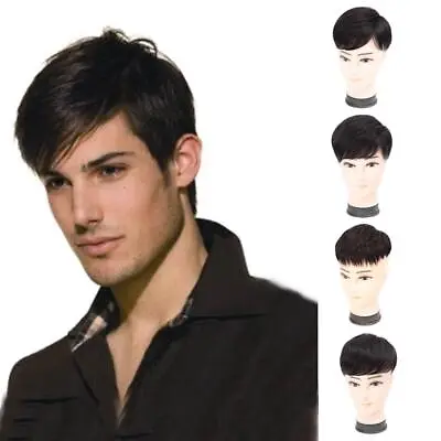 Men's Short Hair Synthetic Topper Toupee Clip Hairpiece Tops Wigs Short Male Wi$ • $7.15