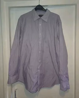 Mens Debenhams 17  Tailored Fit Purple Pinstripe Long Sleeve Shirt • £3