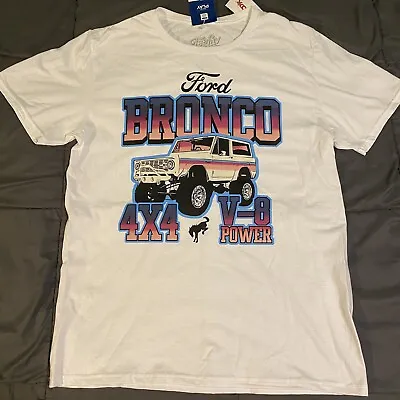 $19.95 • Buy Ford Bronco 4x4 V8 Power Classic Mens Sz Med Vintage Style White T-Shirt NWT!