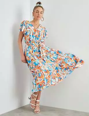 ROCKMANS - Womens Dress -  Flutter Sleeve Tiered Tie Waist Maxi Dress • $22.64