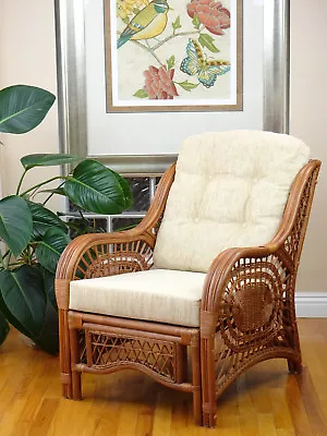 Malibu Design Handmade Rattan Wicker Lounge Chair With Cushions • $299.99