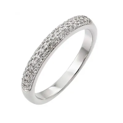 Sterling Silver Micro Pave CZ Stones Ladies Band Ring • $19.99