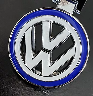 VW Volkswagen Symbol Cut-Out Keychain.  White Logo BLUE Background • $10.66