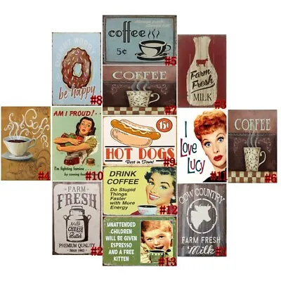 Drink Coffee Retro Metal Tin Signs Poster Plate Cafe Art Wall Decor 7.8*11.8  • $8.99