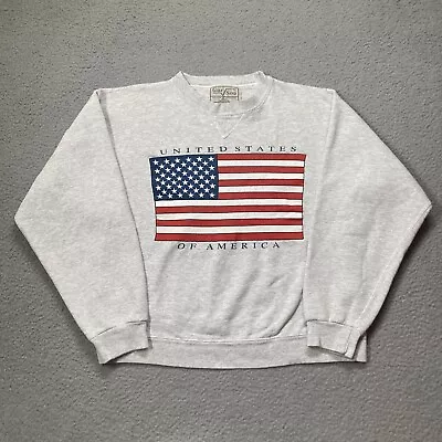 Vintage Galt Sand Crewneck Mens Medium Gray Pullover Sweatshirt American Flag • $19.99