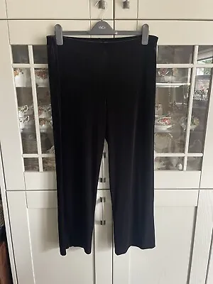 Saloos Black Stretch Velvet Trousers Size Large /12? Please See Measurements • £6.99