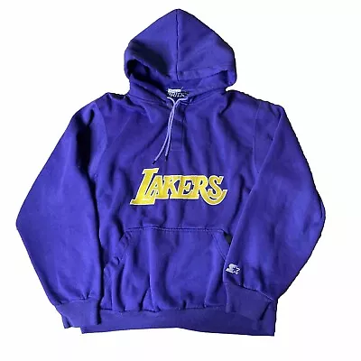 Los Angeles Lakers Starter Hoodie Size XL Button Collar Basketball Hoodie Purple • $41.99