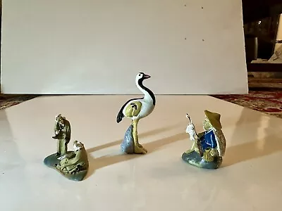 Bonsai Garden Miniatures Crane Two Wisemen On A Leaf And A Fisherman With Fish • $30