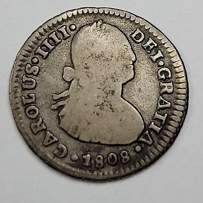 1808 So CHILE 1 Real Santiago Mint Carolus IV Rare Silver Type Coin *F896 • $69