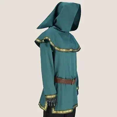 ROBIN HOOD Sherwood Forest Green Archer Mens TUNIC With HOOD LARP M XL New • $89.95