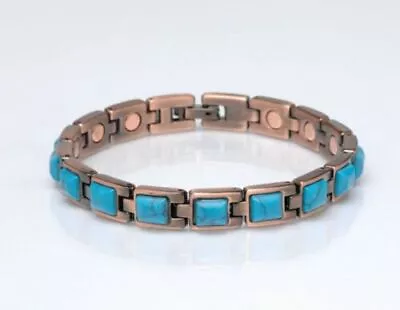 Copper Magnetic Link Turquoise Stone Bracelet Arthritis Pain Relieve Bracelet II • $15.75