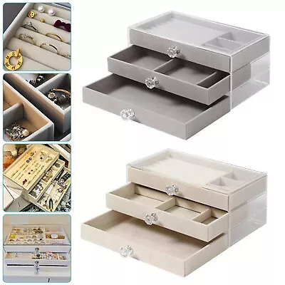 3 Layers Jewelry Box Organizer Large Capacity Ring Earring Necklace Storage New • $29.99