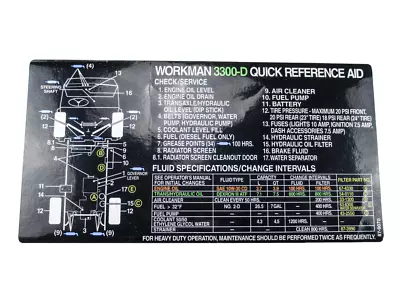 Toro Decal - Quick Reference - Workman 3300-D - 87-9070 • $29