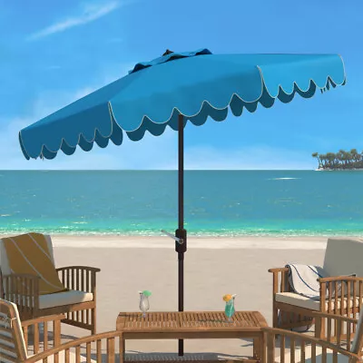 SAFAVIEH Outdoor Collection Venice Single Scallop 9-Foot Umbrella | Pacific • $148.99