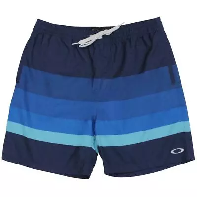 Oakley Bismark Boardshorts Mens Size 34 L Foggy Blue Shorts Striped Boardies • $22.83