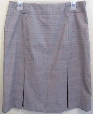 Merona Grey Hounds Tooth Plaid Fully Lined Front Pleated Skirt Size 8 Women EUC • $15.99