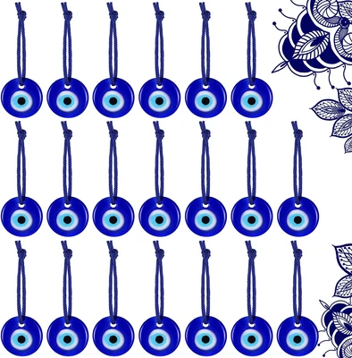 $21.25 • Buy 20 Pieces Turkish Blue Evil Eye Beads Charms Pendants Crafting Glass Beads Wall 