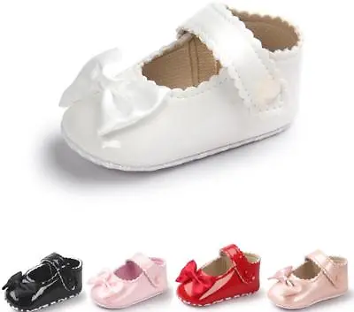 Newborn Baby Girl Spanish Style Patent Pram Shoes BowKnot Mary Jane Shoes 0-18 M • £4.99