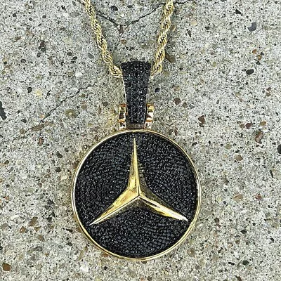 2Ct Round Lab-Created Diamond Men's Mercedes Pendant 14K Yellow Gold Plated • $279.99