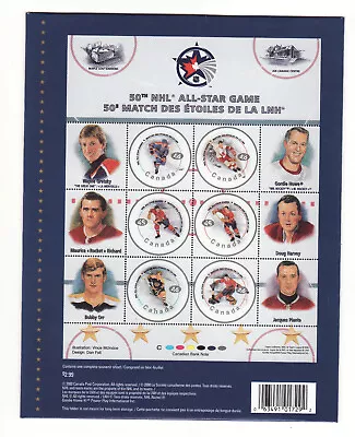 50th NHL All Star Game..Canada Post Player Stamp Sheet..Gretzky-Howe+++ • $3.95