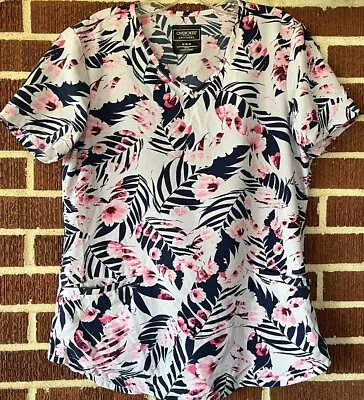 Cherokee Pink And Blue Floral Scrub Top Size Medium • $8